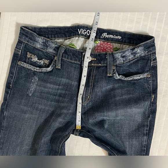Vigoss Premium Jeans Bootcut Womens juniors SZ 7/8 Distressed Embroidered J1 - Picture 8 of 12